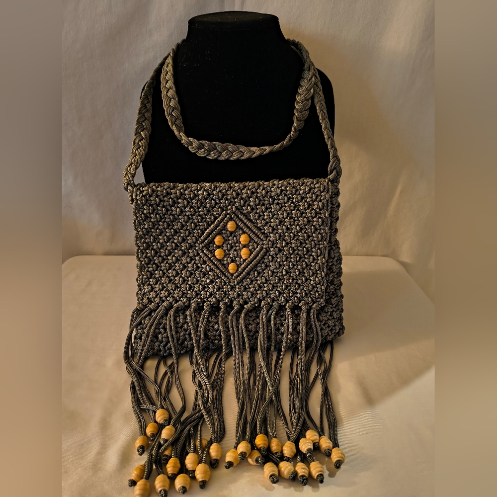 Handcrafted Gray Macramé Bag